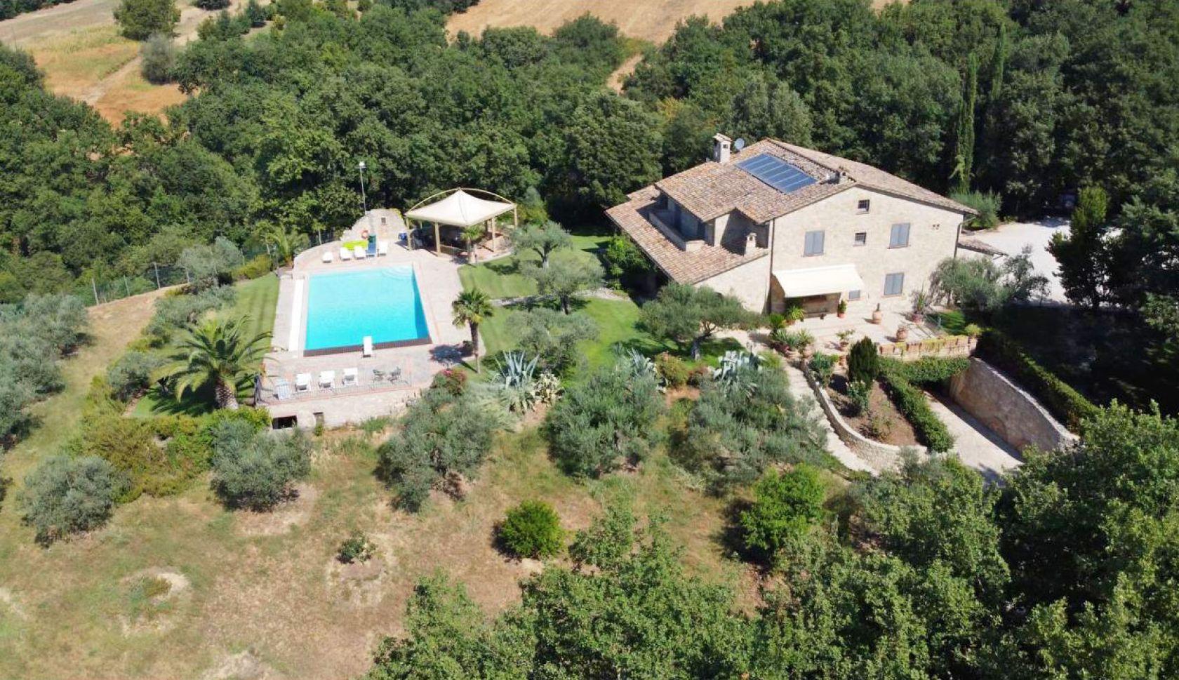 Toscana Immobiliare - Gli esterni sono impreziositi da una splendida piscina a sfioro con solarium in pietra e vista sulle colline